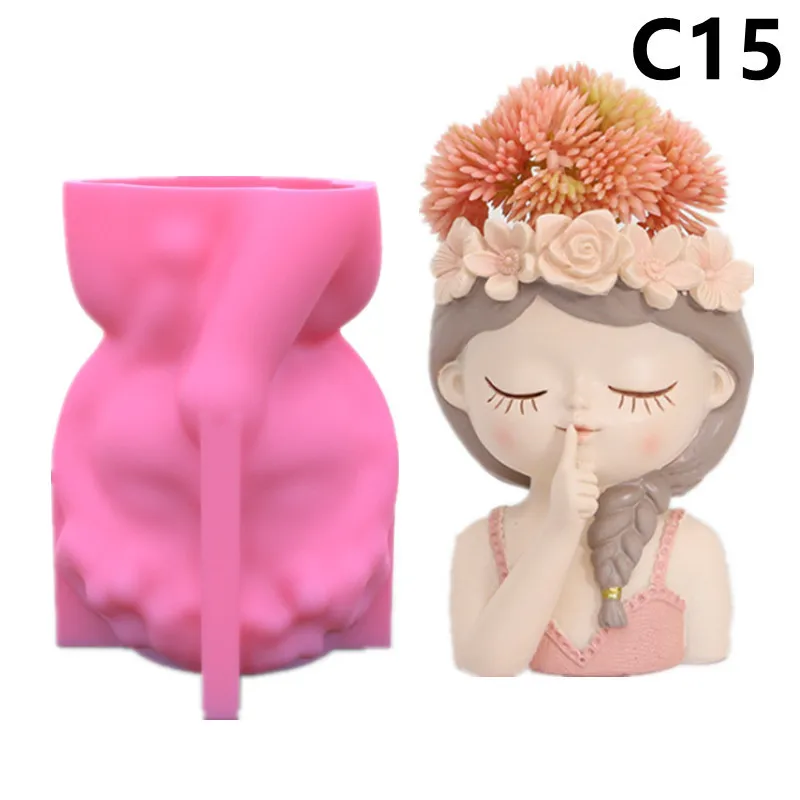 

Cute Garland Girl Succulent Flower Pot Silicone Mold Scented Stone Ornaments Homemade Ashtray Flower Pot Pen Holder Handicraft