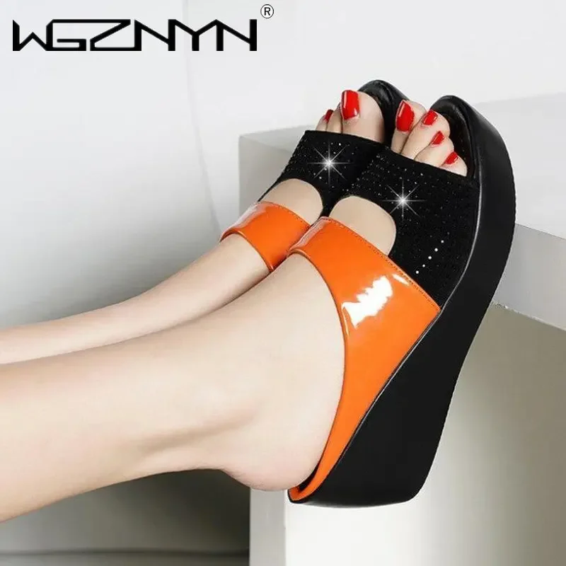 New Summer 2023 Trend Women\'s Sandals Fashion Casual Wedge Platform Peep Toe Shoes Female Retro Rome Thick Bottom Slippers