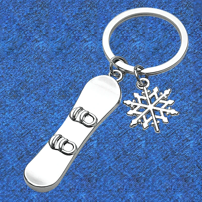 Mini Snowflake Snowboard Keychain Pendant Metal Ski Games Sled Board Key Chain Keyring CIce and Snow Festival Gift