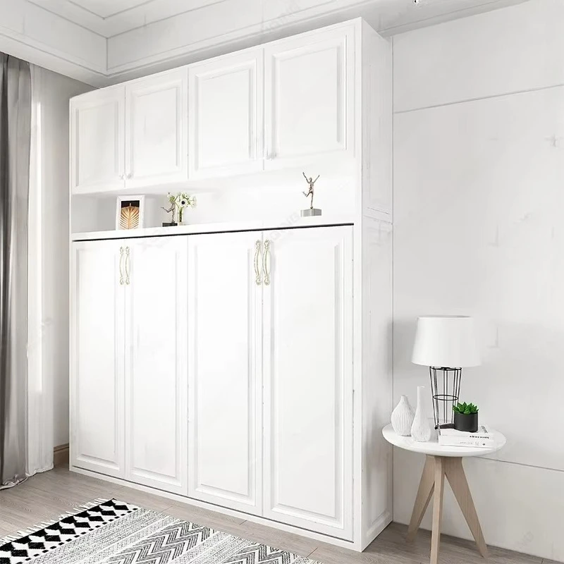 European-style rollover bookcase Murphy bed with ready-made wall storage for bedroom or office