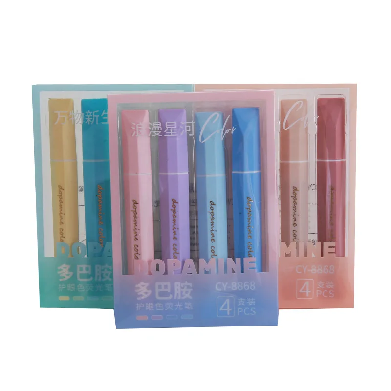 3 Set Highlighter Diamond Pattern Dopamine Glow Student Color Marker Pen Multi-Color Handbook Pen Back To School