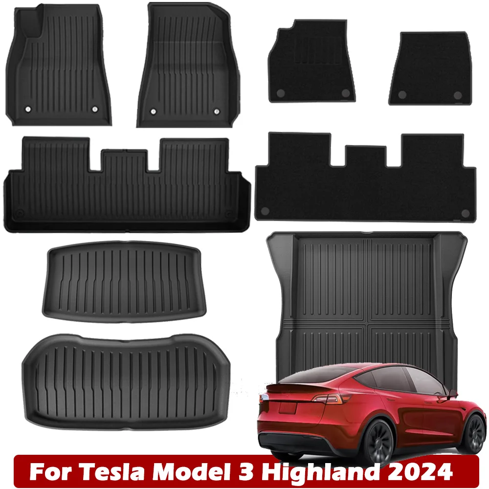 Tappetini in TPE per Tesla Model 3 Highland 2024, rivestimenti per pavimenti impermeabili antiscivolo per tutte le stagioni accessori per interni