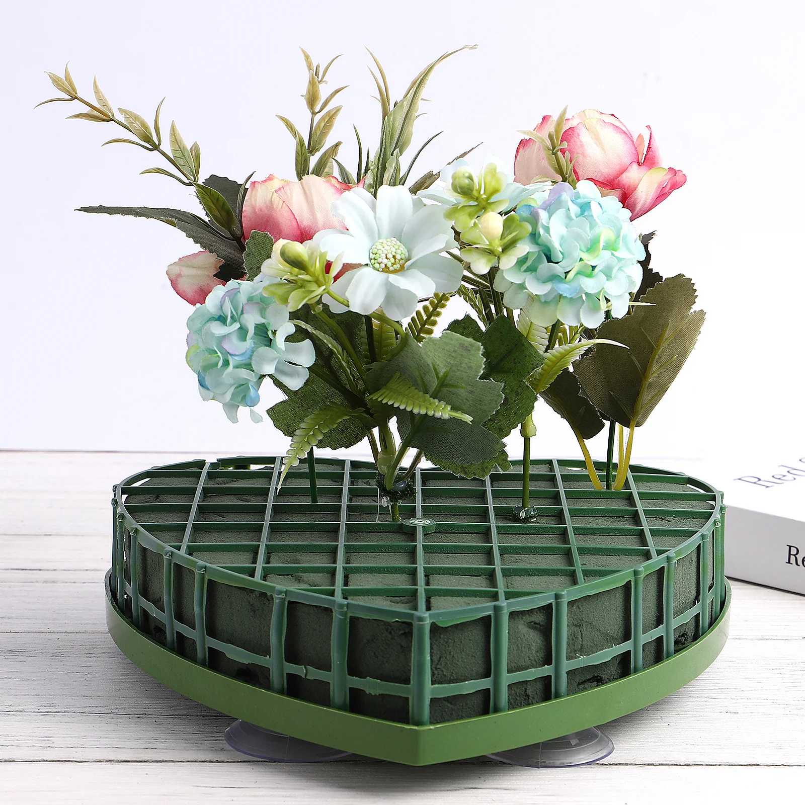 

1pc Wedding Car Flower Foam Heart Shaped Floral Foam Blocks Flower Holder Suction Cups Garland Accessory For Car Decorations