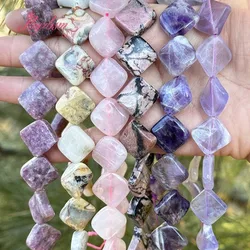 15mm Square Stone Beads Fluorite Quartzs Jaspers Natural Stone Beads for Women DIY Necklace Bracelet Jewelry Making Strand 15