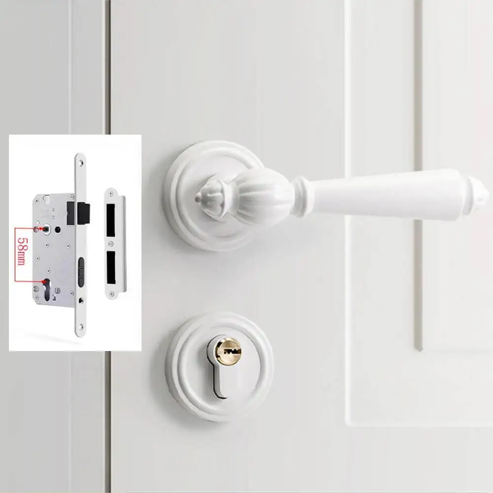

French Bedroom Silent Wooden Family Room Door Lock, Personalized Milky White Lock