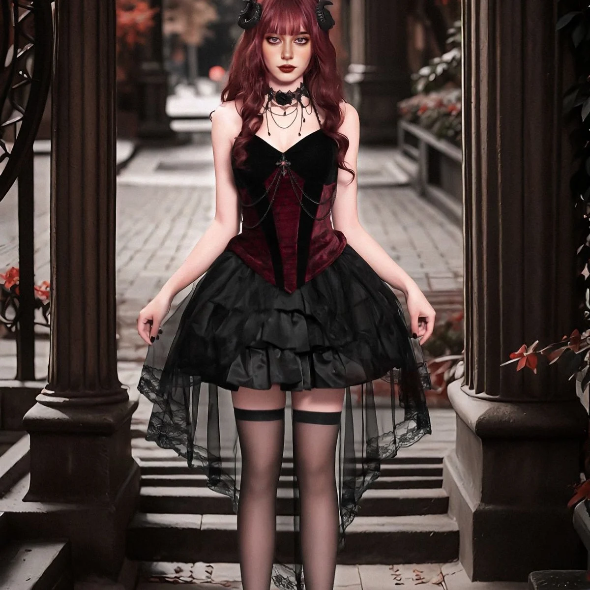 زي تنكري للهالوين بتصميم ملكة الظلام مصاصي الدماء الشيطانية، زي مثير بأسلوب قوطي، طقم تنورة، ملابس نسائية متخصصة، زي مسرحي