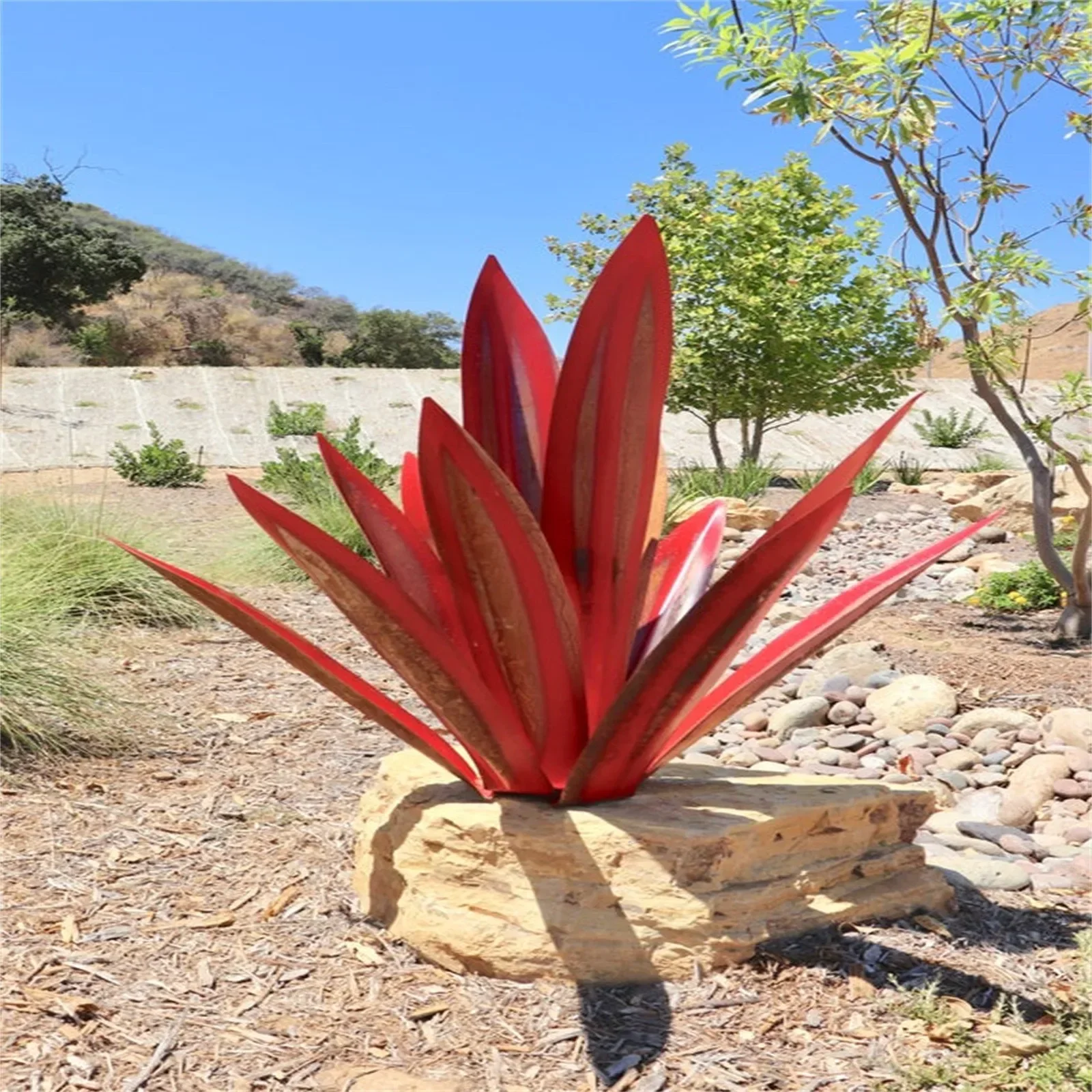 27/35/55CM DIY Metal Agave Plants Tequila Art Crafts Ornament Rustic Garden Yard Sculpture Outdoor Home Decor Accessories