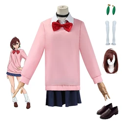 Momo Ayase Cosplay Costume Wig Anime Dandadan Sweater Skirt School Uniform Earrings Choker Socks Christmas Party for Girls Women