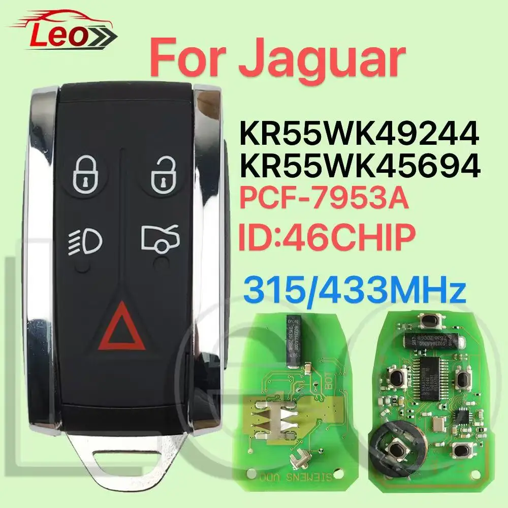 

Leo KR55WK49244/694 315/433MHz PCF-7953AA ID:46CHIP Car Smart Remote Control Key For Jaguar XF XK XK8 XJ8 XFR XKR 2006-2013