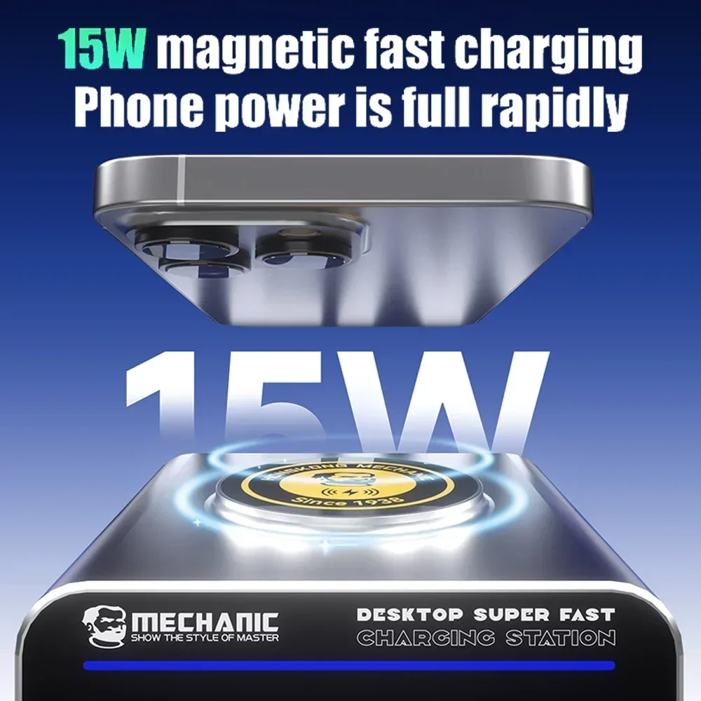 Mécanicien G-POWER 160W 8 ports 15W charge rapide sans fil PD QC3.0 chargeur de bureau pour IPhone Android téléphone réparation d'ordinateur portable