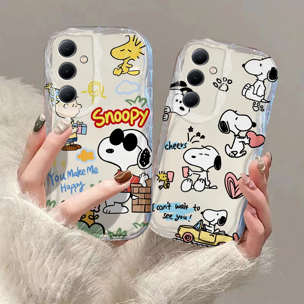 Cute Anime Snoopys 3D Wave Case For Samsung A73 A72 A71 A55 A54 A53 A35 A34 A33 A25 A24 A23 A15 A14 A13 A05 A04 A03 4G 5G Cover