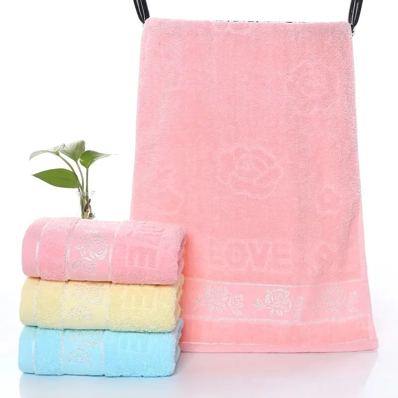 2pcs Cotton Towel Rose Thickened Towel Quick Absorbent Soft Quick Dry Face Towel Bathroom Hotel Travel Supply