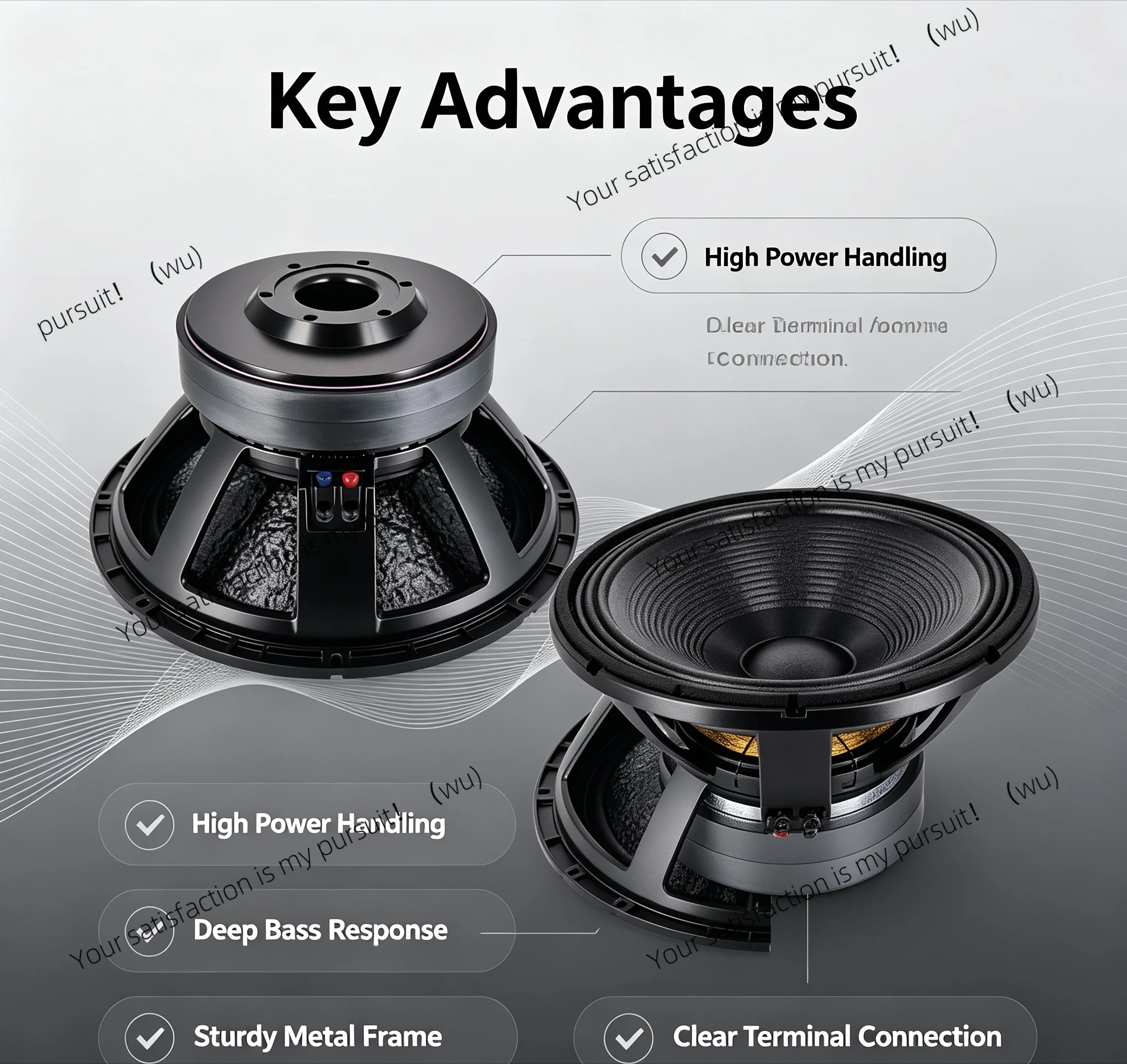 L18X452 18 Inch Active Stage Subwoofer 2000W Dual Magnet 4.5 Inch Voice Coil High Power Bass Audio Speaker