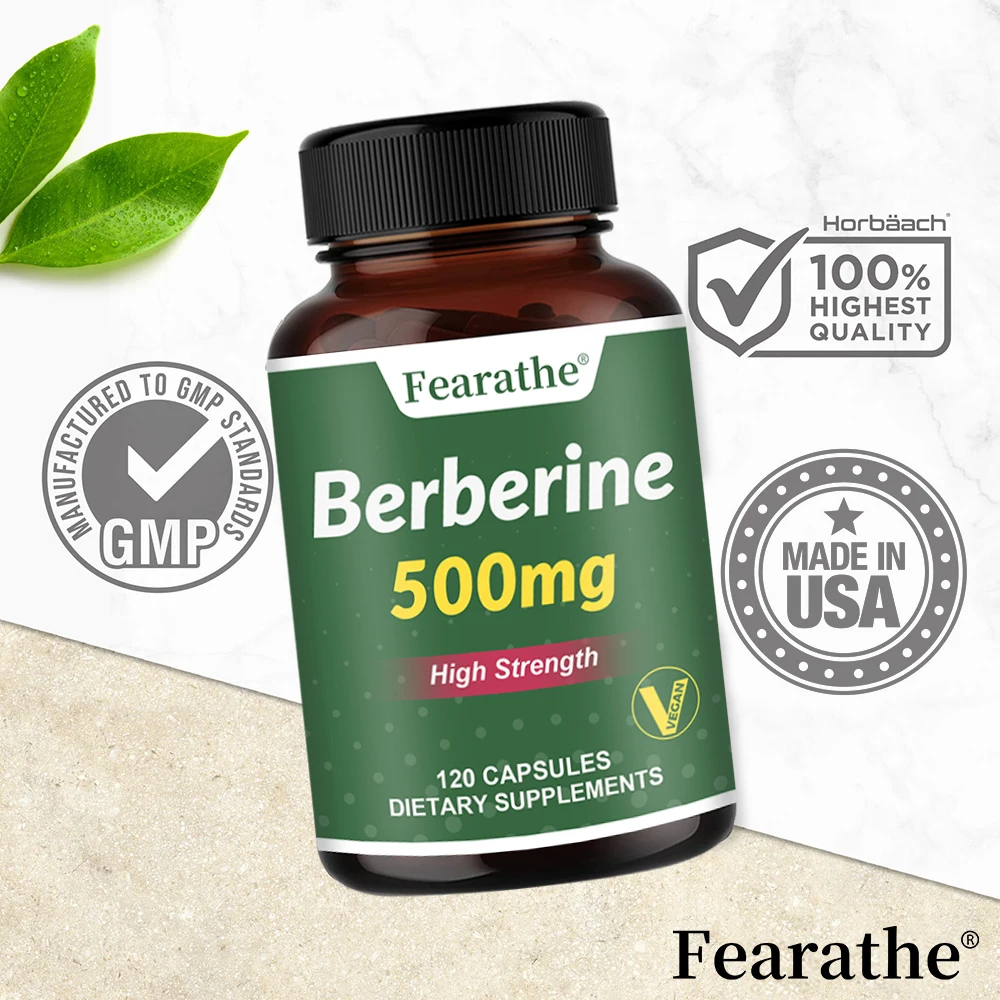 Berberine 500 Mg, Highly Absorbed, Heart Healthy, Blood Sugar Support - Gluten Free, Vegetarian & Non-GMO 120 Capsules