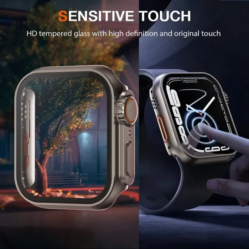 Tempered Glass Cover for Apple Watch Case 45mm 41mm 44mm 40mm 42mm 38mm Appearance Upgrade Ultra iWatch Series 8 7 SE 9 6 5 4 3