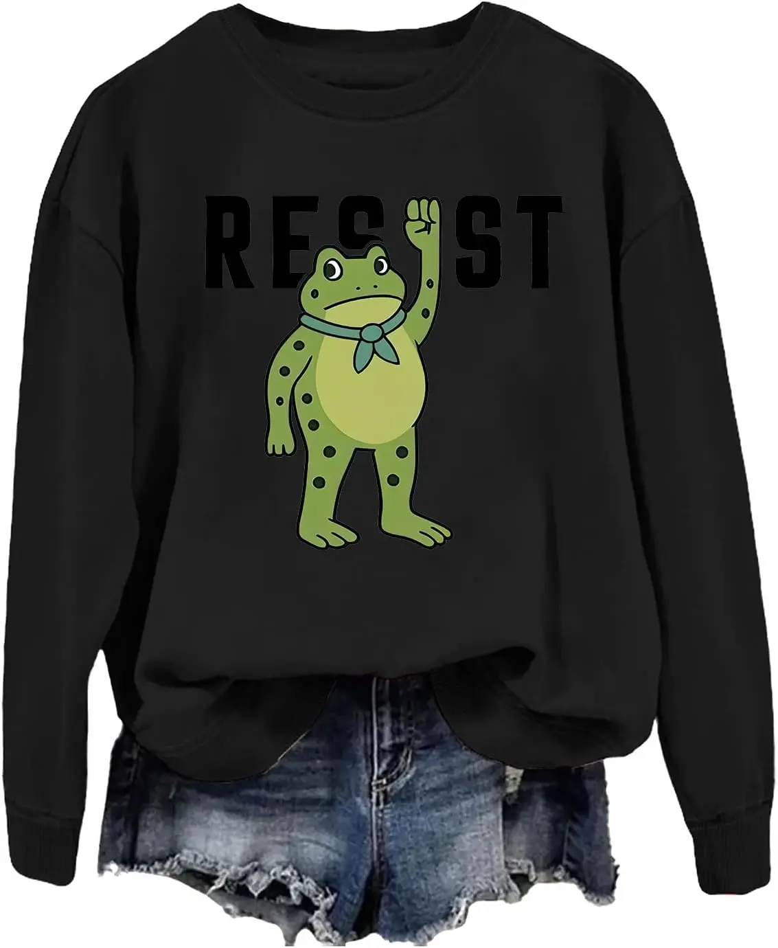 Bluza Portland Frog Resist Unisex z nadrukiem, krótki rękaw, okrągły dekolt, codzienna, miękka, wygodna, retro, zimowa, termiczna bluza z kapturem