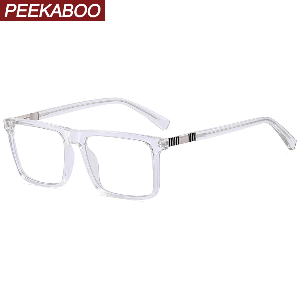 

Peekaboo square frame eyeglasses for men TR90 blue light blocking glasses male spring hinge fashion black transaprent gift items