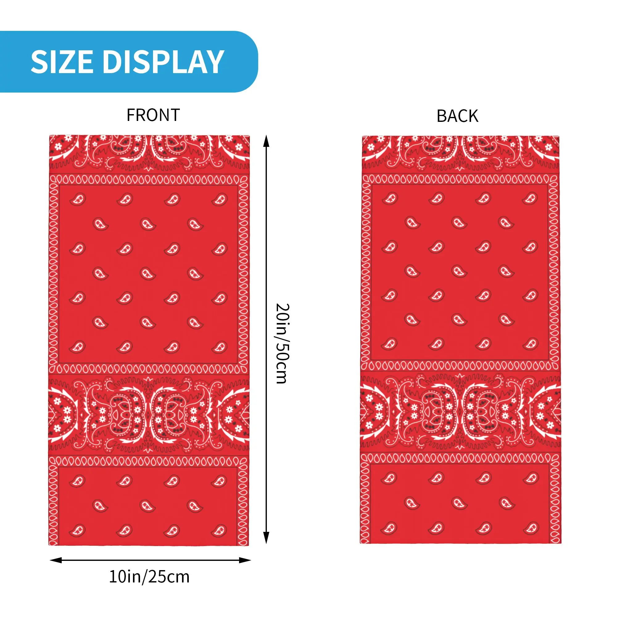 Custom Colorful Retro Paisley Red Neck Gaiter Women Men UV Protection Winter  Bandana Scarf for Cycling image 2
