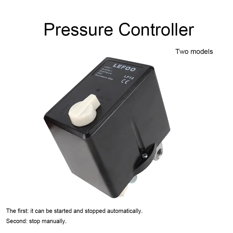 Pressure Switch 380V 90-120 psi Manual On-off Knob Air Compressor Controller with Thermal Protection Relay LF12