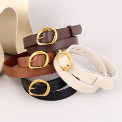 Famicare Luxury Fashionable Cowhide Ladies Real Genuine Leather Cowskin Pin Belt Waistband for Girls Women Metal Buckle 2023 New