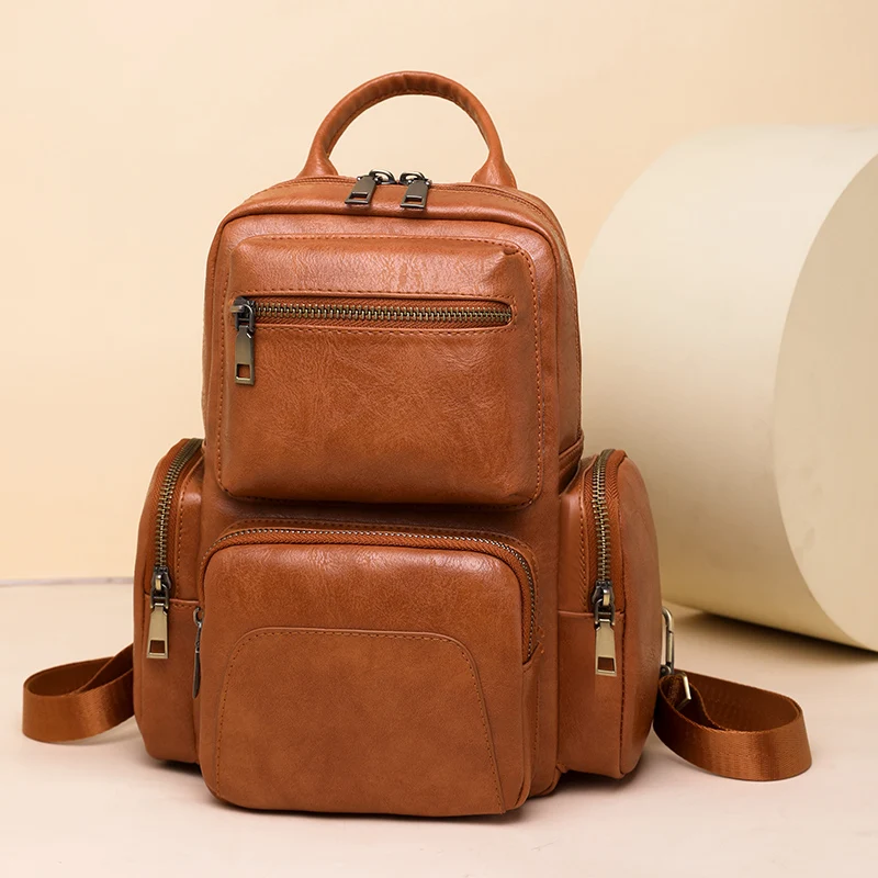 2024 Hot Sale Women’s Backpack New Designer High Quality Soft Leather Simple Fashion Backpack Antitheft Ladies Bags ﻿