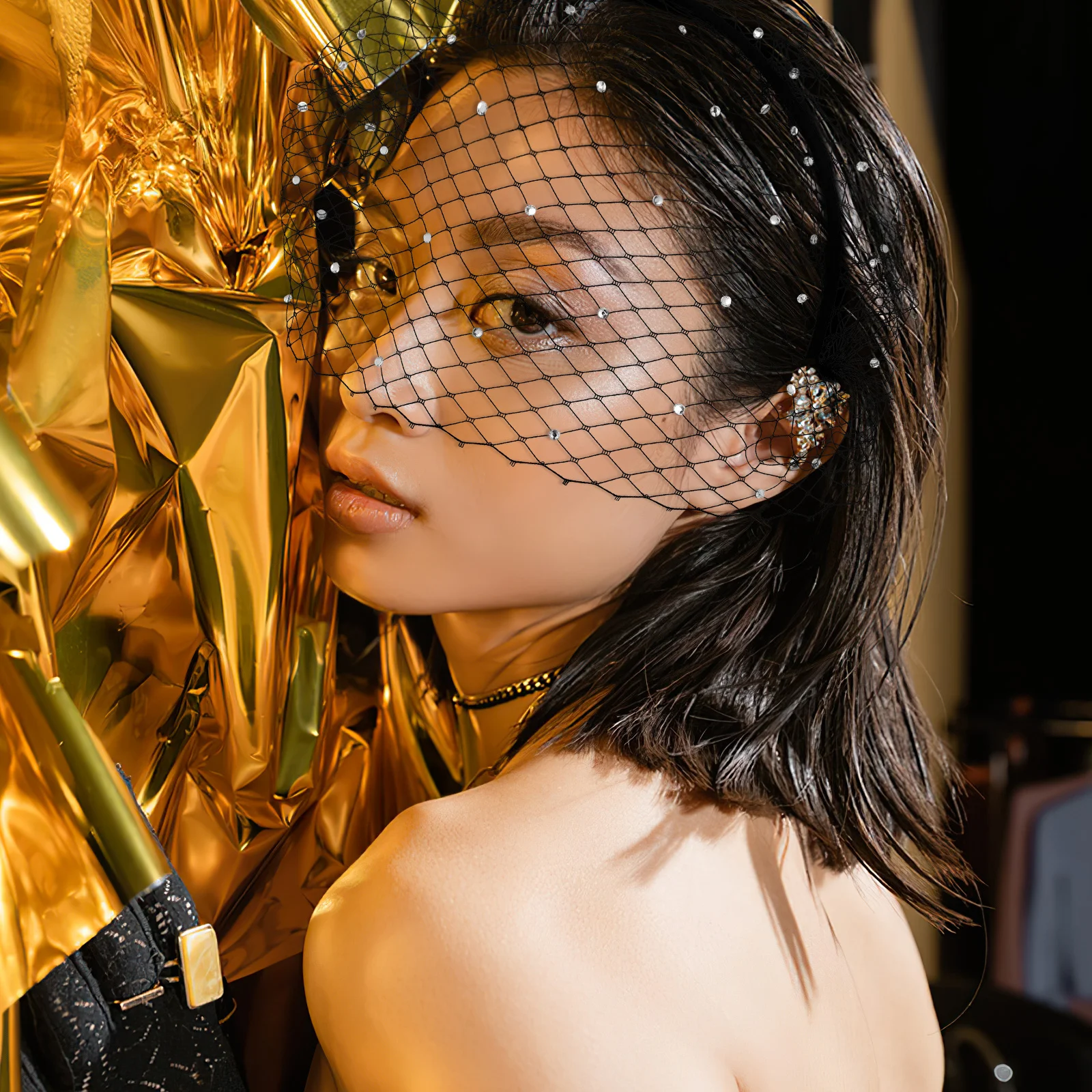 

1pcs Mesh Veil Headband Bridal Black Birdcage Face Net For Women Short Wedding Party Fascinator Lightweight Hair Accessory