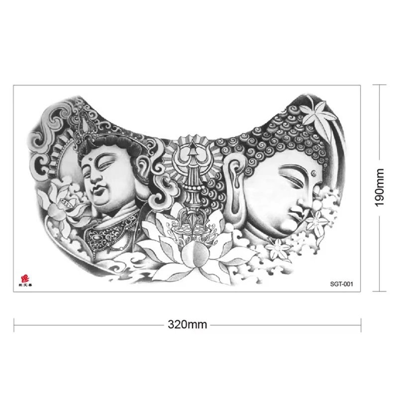 Dragon Head Chest Stickers Waterproof Temporary Tattoo Men Women Buddha Tatuajes Temporales A Prueba De Agua Tatuagem Adesiva