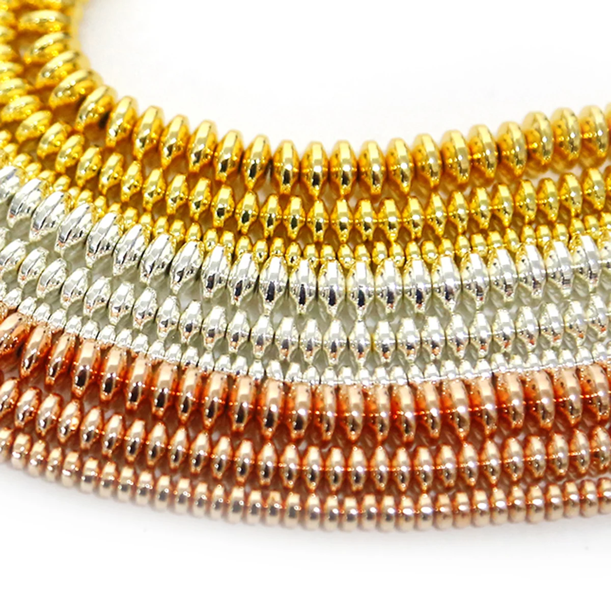 

Natural Stone Bead Gold Rainbow Rose Gold Silver Color Hematite Round Beads For Jewellery Making Bracelet Necklace
