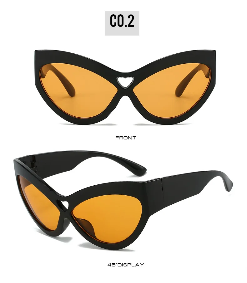Mode Y2K Cat Eye Sonnenbrille Frauen Retro Große Schmetterling Form Hohl Brillen Shades UV400 Trend Breite Beine Männer Gläser – Detail 12