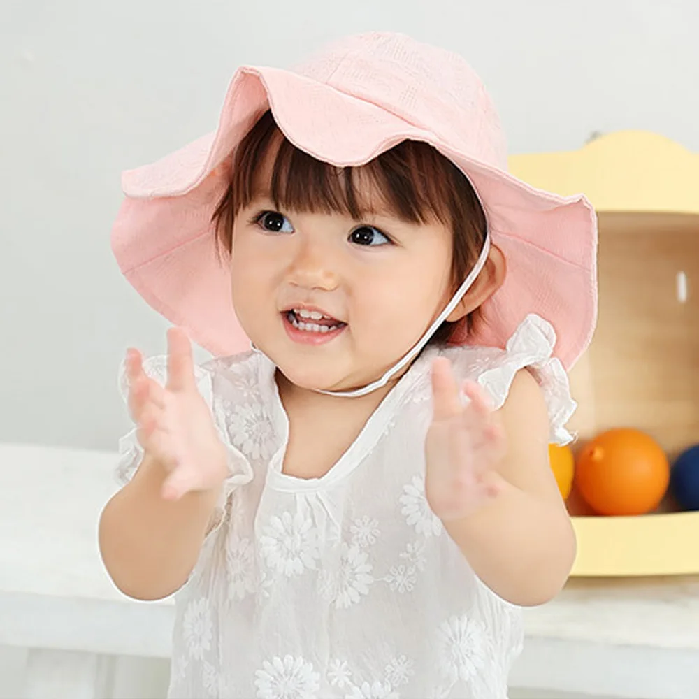 Princess Cotton UV Protection Outdoor Sun Hat Foldable Portable Baby Bucket Hat Beach Cap For 2-4 Years Old