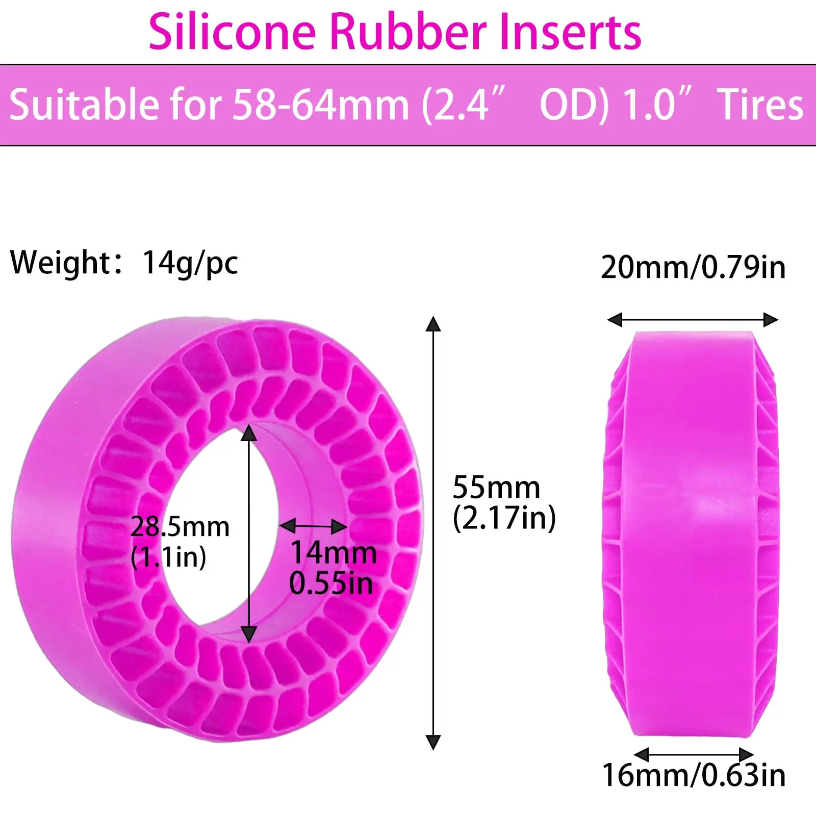 1.0“ Tires Soft Silica Gel Anti Foams Insert 55mm sponge for 1/18 1/24 RC Crawler Car Axial SCX24 AX24 FMS FCX24 Traxxas TRX4M