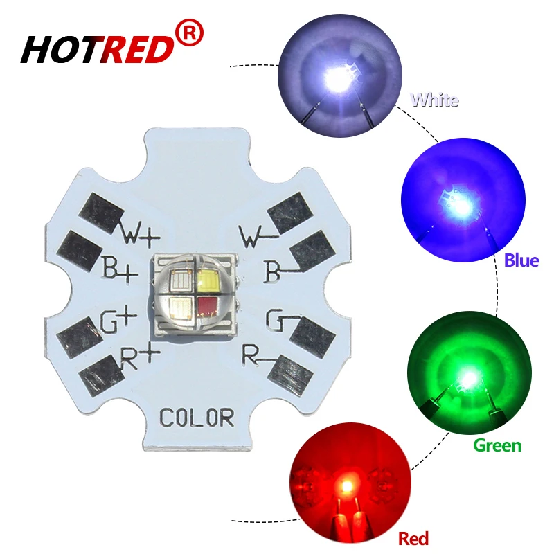 10PCS 5050-T6L2 XLM Ceramic RGBW RGB White Color 12W High Power LED Lamp 4-Chip 20mm Star PCB Board DIY for Stage Lighting Bead