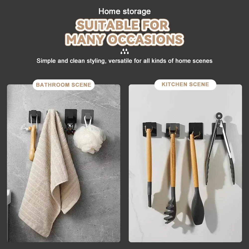 Настенные крючки черного цвета, самоклеящиеся безделушки для сумок, ключей, халата, вешалка для полотенец, многофункциональная полка, аксессуары для ванной комнаты