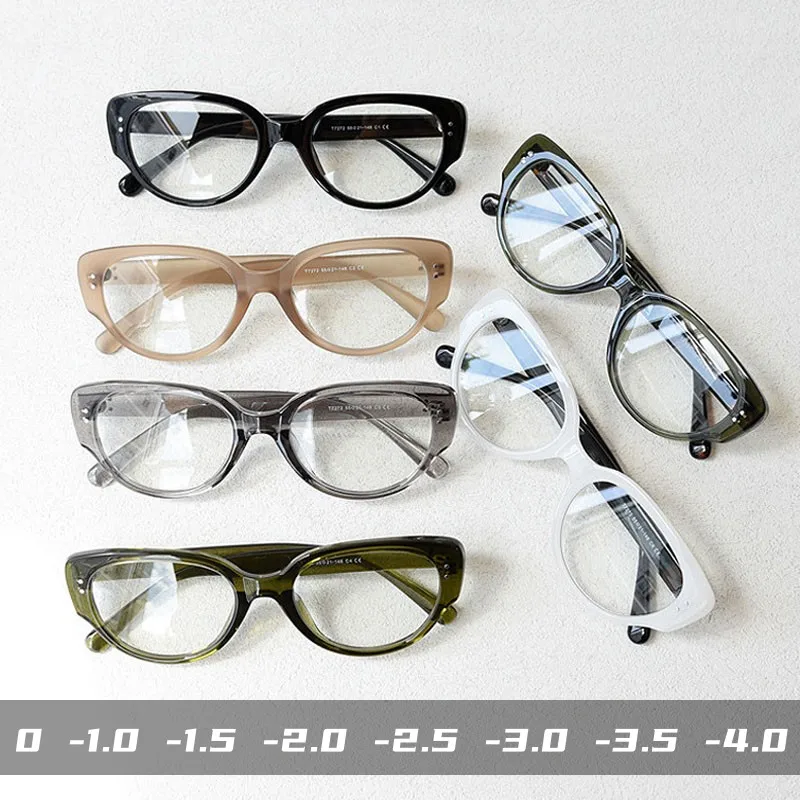 Anti-blue Light Myopia Glasses For Women Cat Eye Protective Computer Eyewear Prescription Near Sight Eyeglasses Diopter 0To -4.0