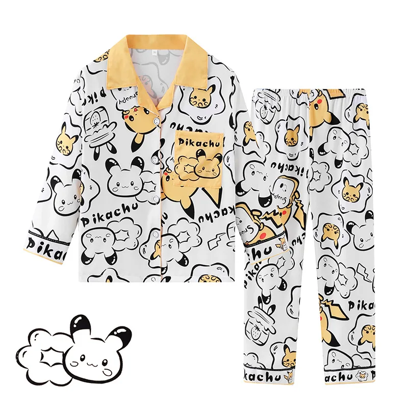 2024 Autumn Children Pajama Sets Cute Girl Cartoon Sleepwear Boys Long Sleeved Pants Pijamas Korean Home Clothes Kids Loungewear