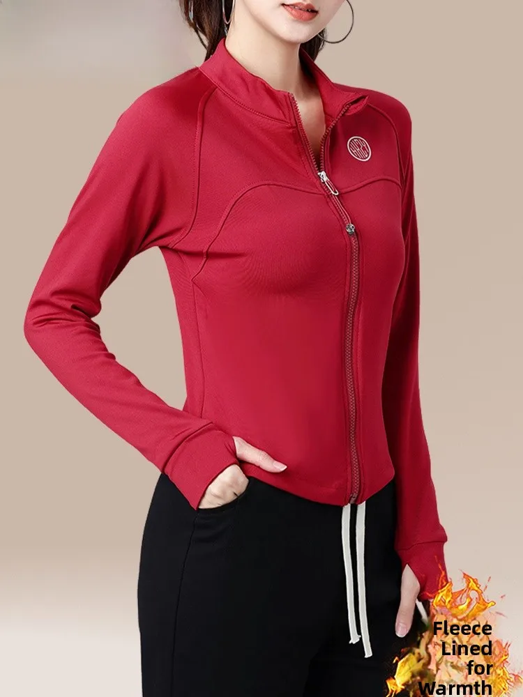 

Fce Lined Long Sve T-irt Women's Autumn Winter Running Fitn Spor Top Mommy Wear ort Length Polyester Fiber