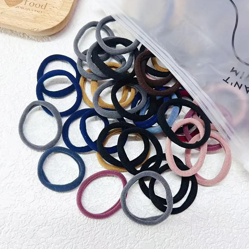 50PCS/Set 4cm Women Girls Basic Hair Bands Solid Colors Elastic Headband Simple Hair Ropes Ties Hair Accessories Ponytail Holder