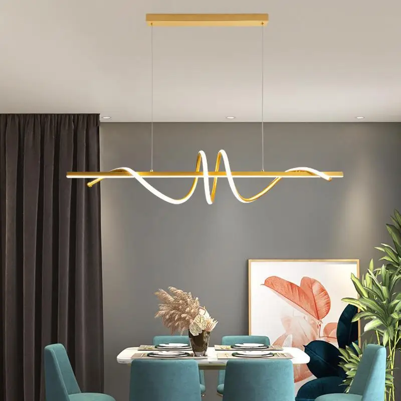 Wave Curved Restaurant Pendant Lights Modern Minimalist Bar Desk Hanglamps Creative Minimalist Cabinet Art Lighting Luminaires