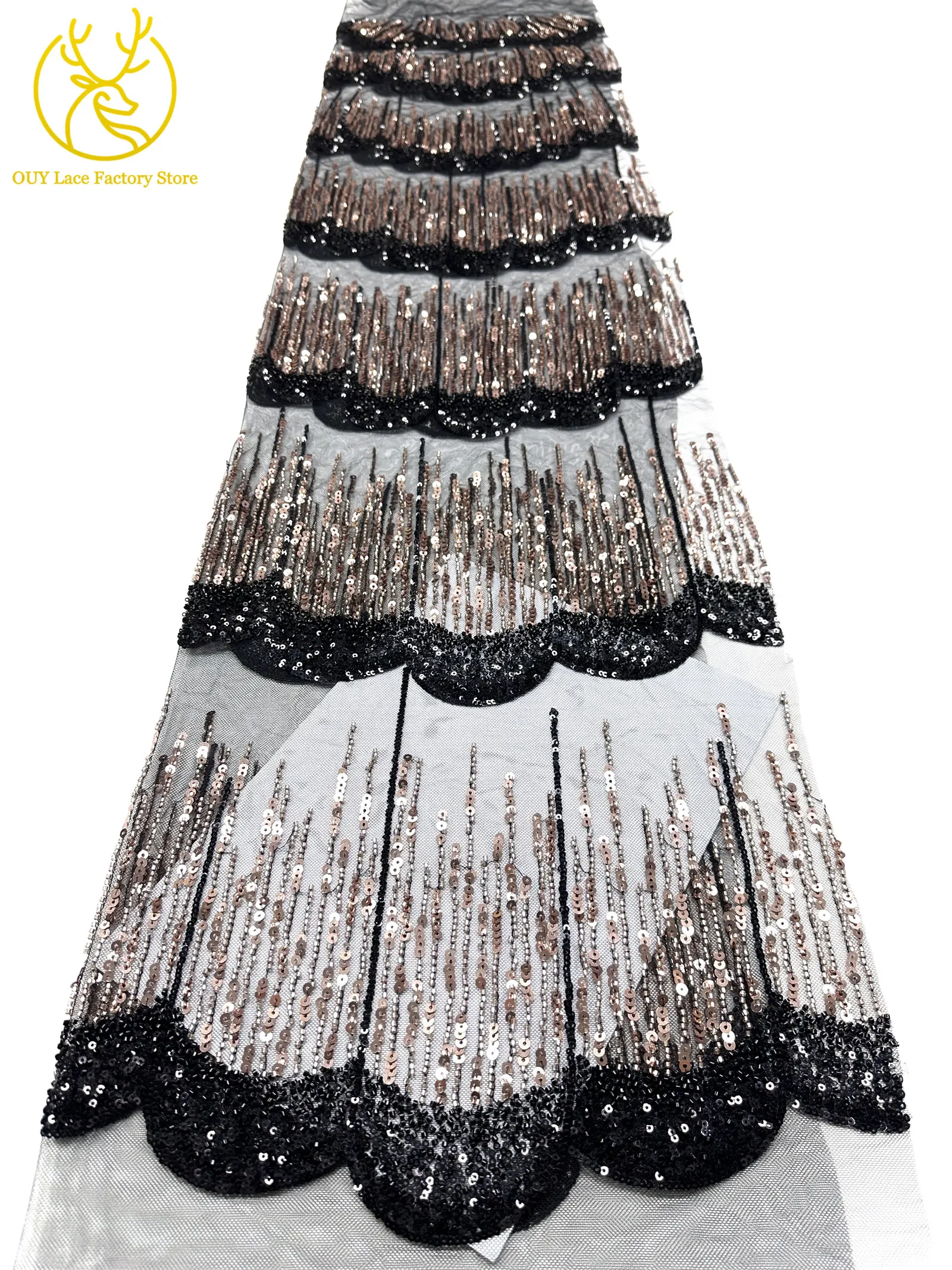 2026 Neues Design Elegante Modische Afrikanische Pailletten-Perlen-Spitzenstoffe Nigerianische Französische Tüll-Stickerei-Spitze für Braut- und Hochzeitskleidung – Detail 23