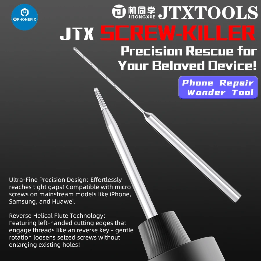 JTX Screw-killer Set SK-1 Professional Screw Extractor Drill Bit Quick Removal of Stripped Screws for Phone Repair Hand Tool