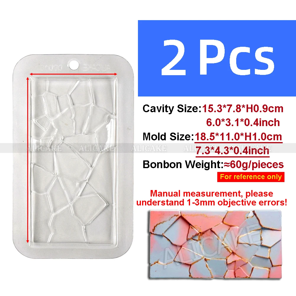 2Pcs Plastic Chocolate Bar Mold For Baking Training School Teaching Chocolates Mold Candy Bonbons PET Cake Fondant Pastry Tools