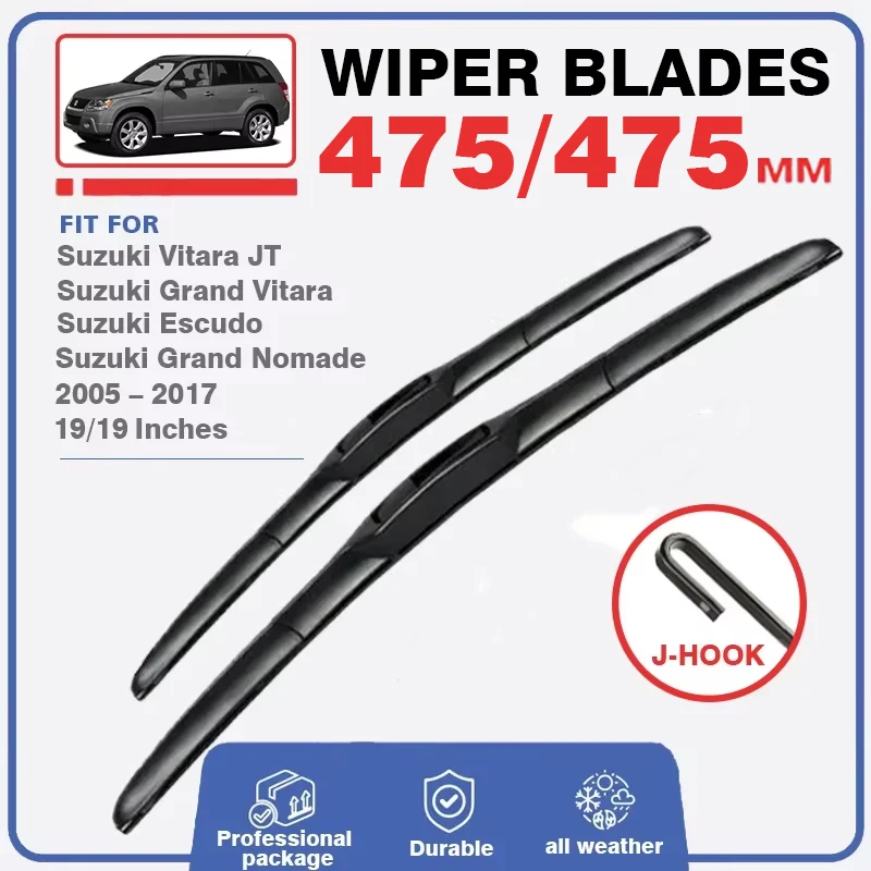 Front Rear Wiper Blades Set Kit For Suzuki Vitara Escudo Nomade Grand Vitara 2005 - 2017 Windshield Window Windscreen 19\