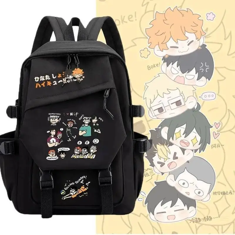 Juego de Anime negro azul rosa Haikyuu estudiantes adolescentes Mochilas escolares Mochilas de gran capacidad mochilas para regalo
