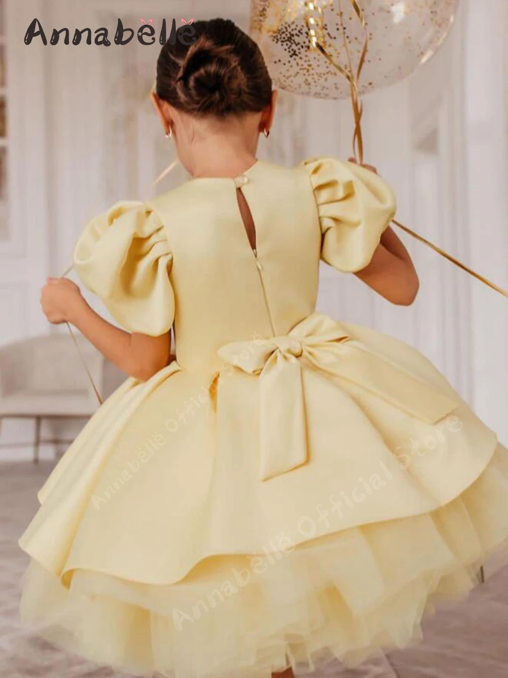 Annabelle-vestido de princesa para niña, vestido de ceremonia con manga Lattern para boda