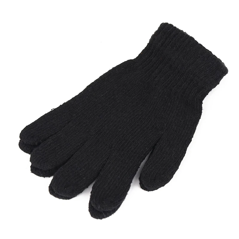 

1Pair Black All-Finger Gloves For Women And Men Wool Knit Wrist Cotton Gloves Winter Warm Workout Gloves