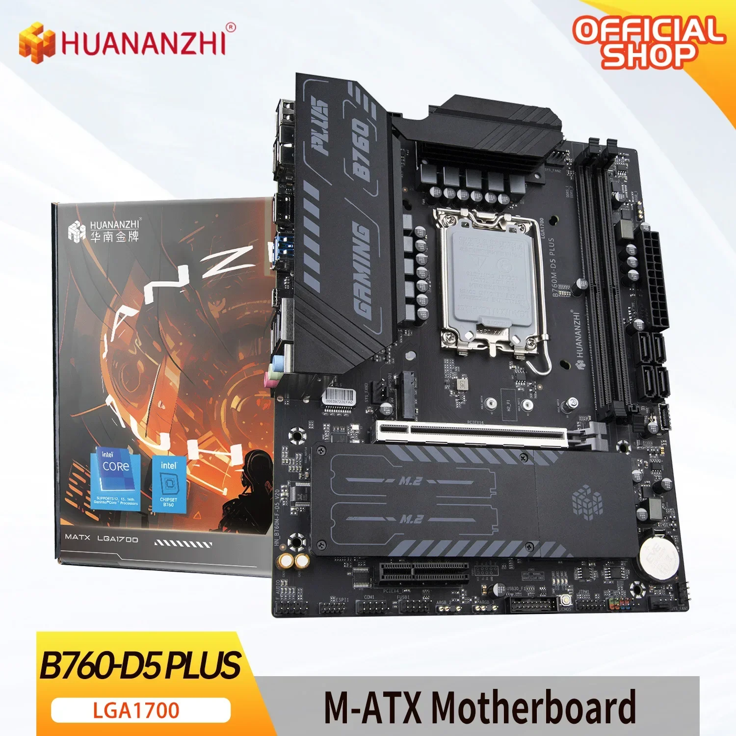 HUANANZHI B760 D5 PLUS M-ATX DDR4 Motherboard Support 12 13 Gen Intel LGA 1700 CPU 12100F 12400F 12490F 12600F 12700F 13600F RU