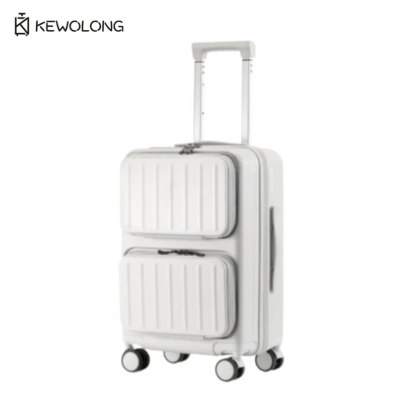 

Деловая ручная кладь 20 дюймов, открытая передняя конструкция с 2 отделениями, легкий чемодан для ПК с вращающимися колесами