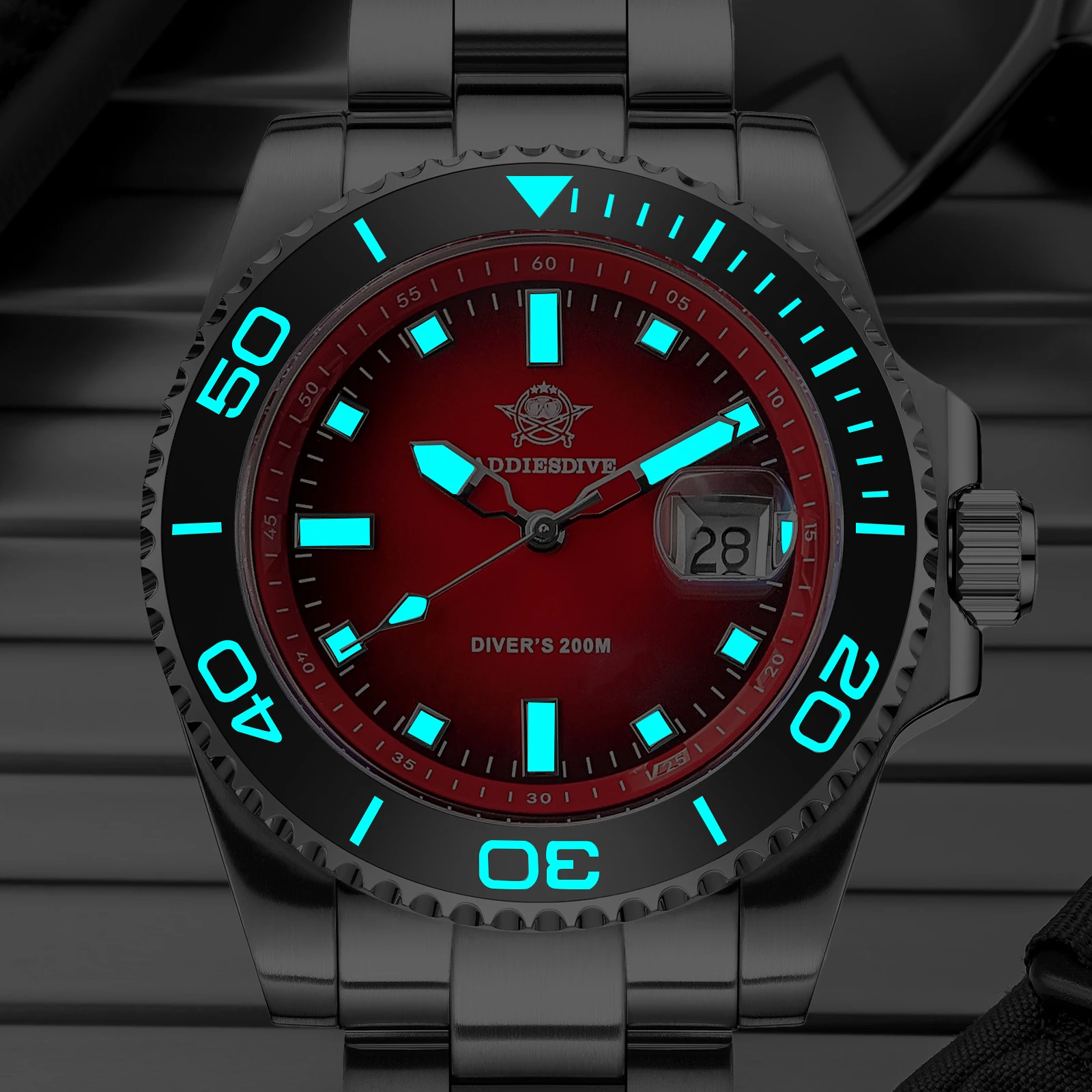 ADDIESDIVE AD2089 Watches For Men 41mm Fashion Color Rotatable Bezel 200m Waterproof Diver Watch BGW9 Luminous Reloj Hombre