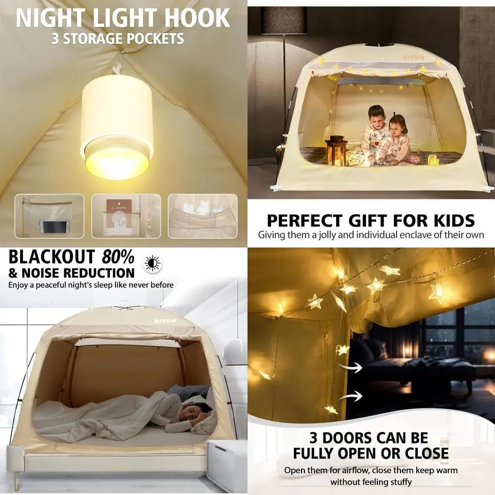 Breathable Bed Tent for Adults & Kids - Light Reduction, Portable, Big Space, Twin, Queen, King Sizes