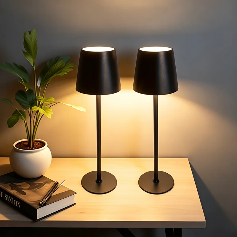 Table Lamp Rechargeable Portable LED Desk Lamp 3 Color Dimmable Table Light for Restaurant Patio Bedroom Bedside Night Lamp